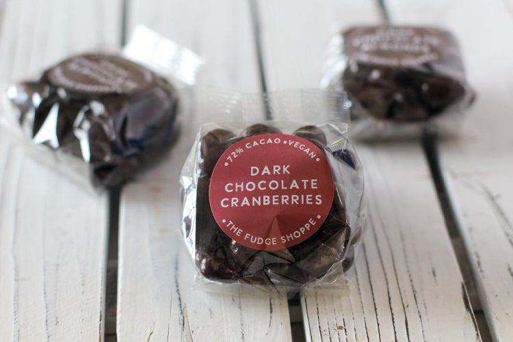 72% Dark Chocolate Vegan Cranberries