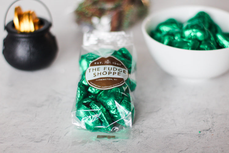 Foiled Green Chocolate Hearts