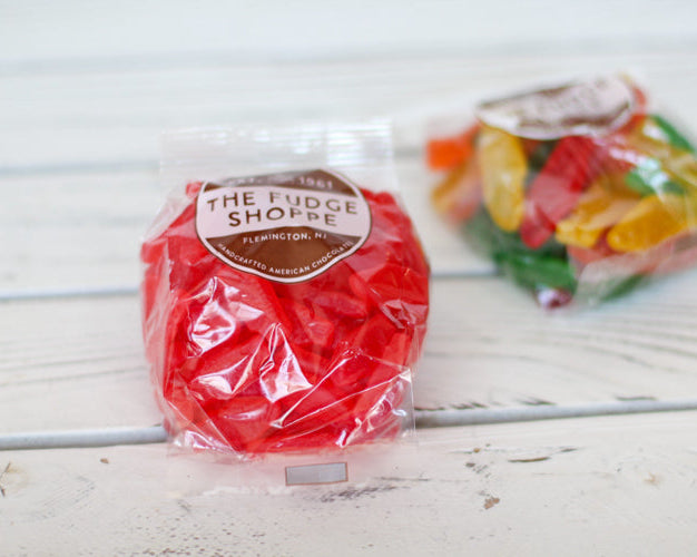 swedish fish against a white background