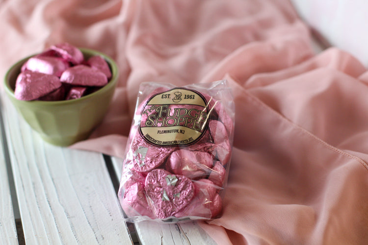 Foiled Pink Chocolate Hearts