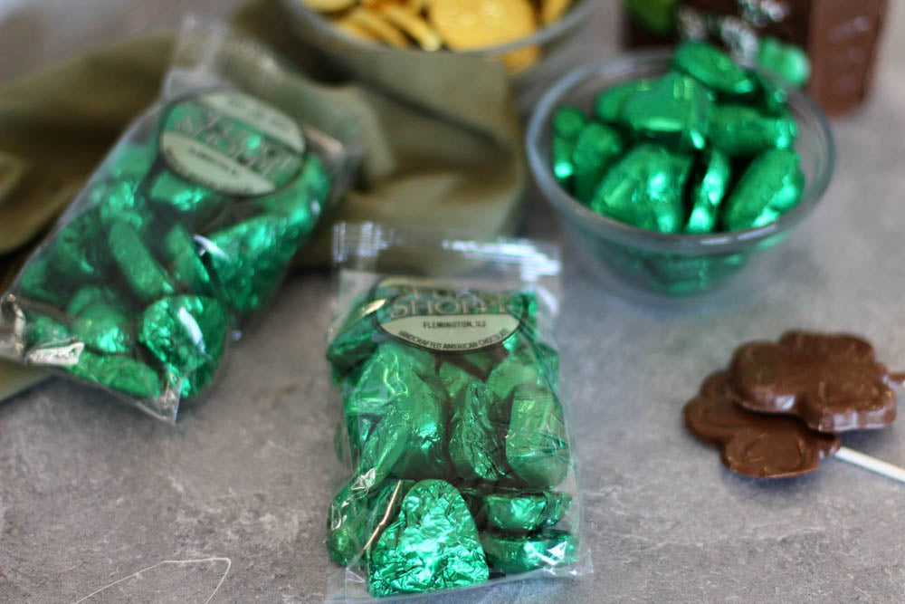 Foiled Green Chocolate Hearts