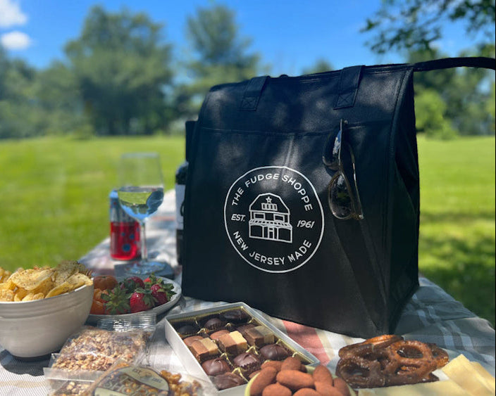 tote bag on a picnic table

