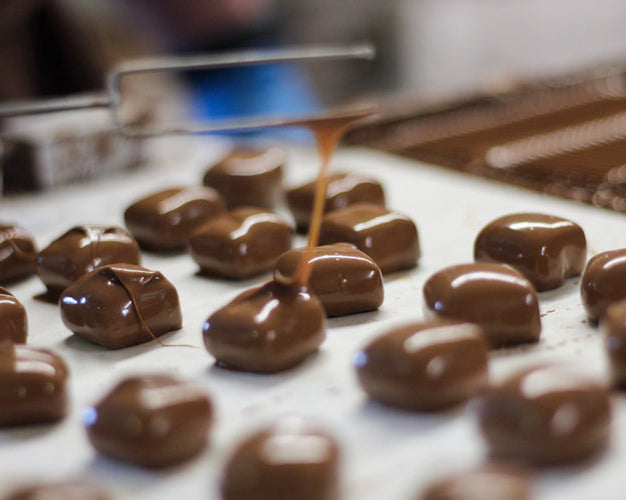 peanut butter meltaways on enrober